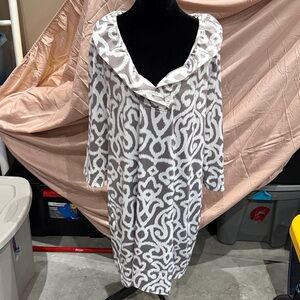 Gretchen Scott Designs Gray and White Dress